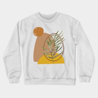 Minimal Modern  Abstract Shapes  Green leaf Warm Tones  Design Crewneck Sweatshirt